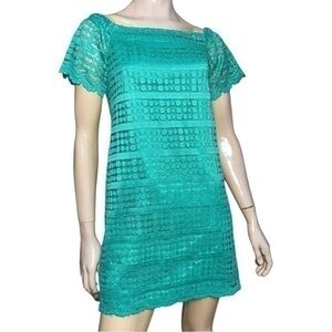 Trina Trina Turk Women’s Size S Emerald Lace Off The Shoulder Mini Shift Dress